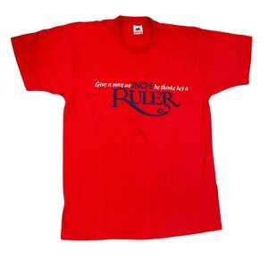 Virginia Slims "Give A Man An Inch" Vintage Graphic T-Shirt Made In USA